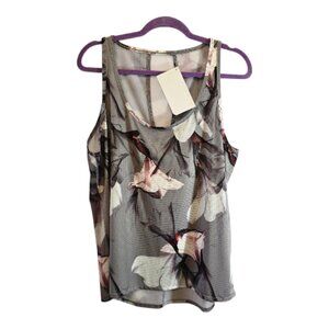 FABLETICS BESS TANK TOP SHIRT GRAY PURPLE FLORAL SIZE XL RELAXED TUNIC NWT